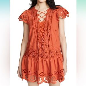 Free People Esperanza Eyelet Mini Dress Saffron